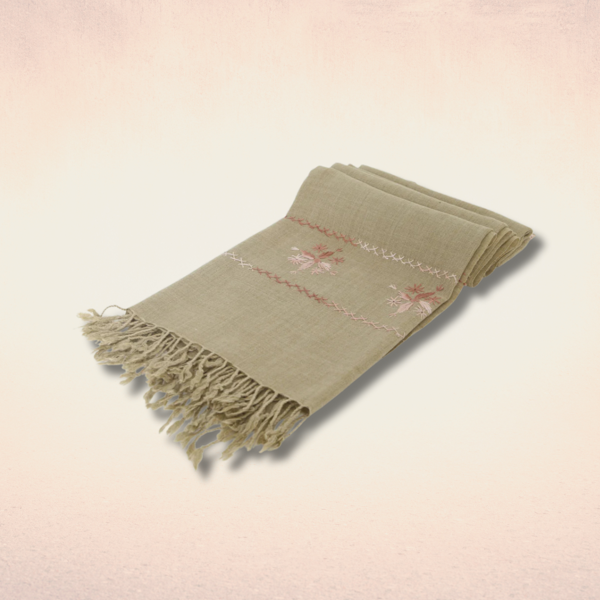 Woolen shawl brown with Hand embroidery