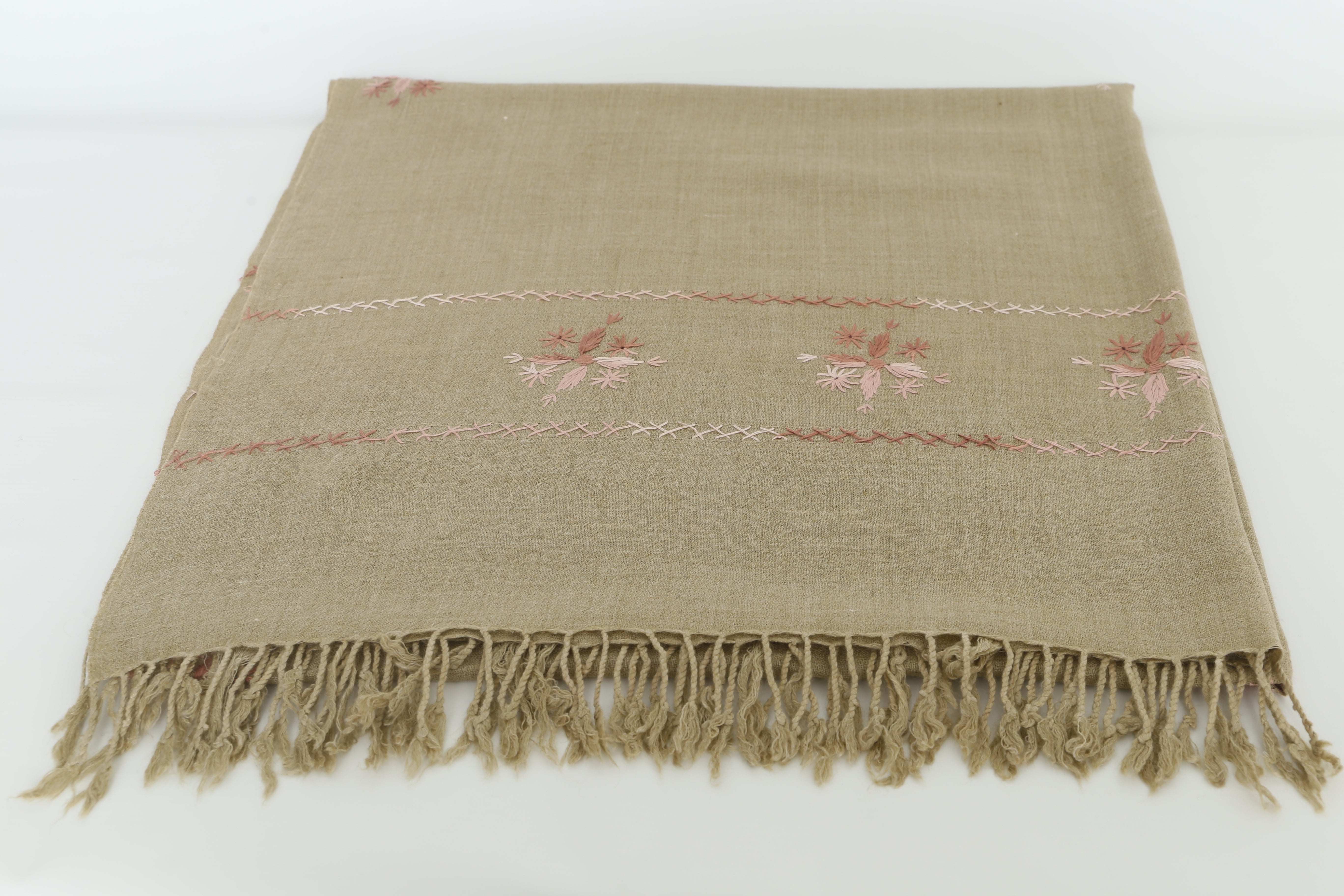 Woolen shawl brown with Hand embroidery