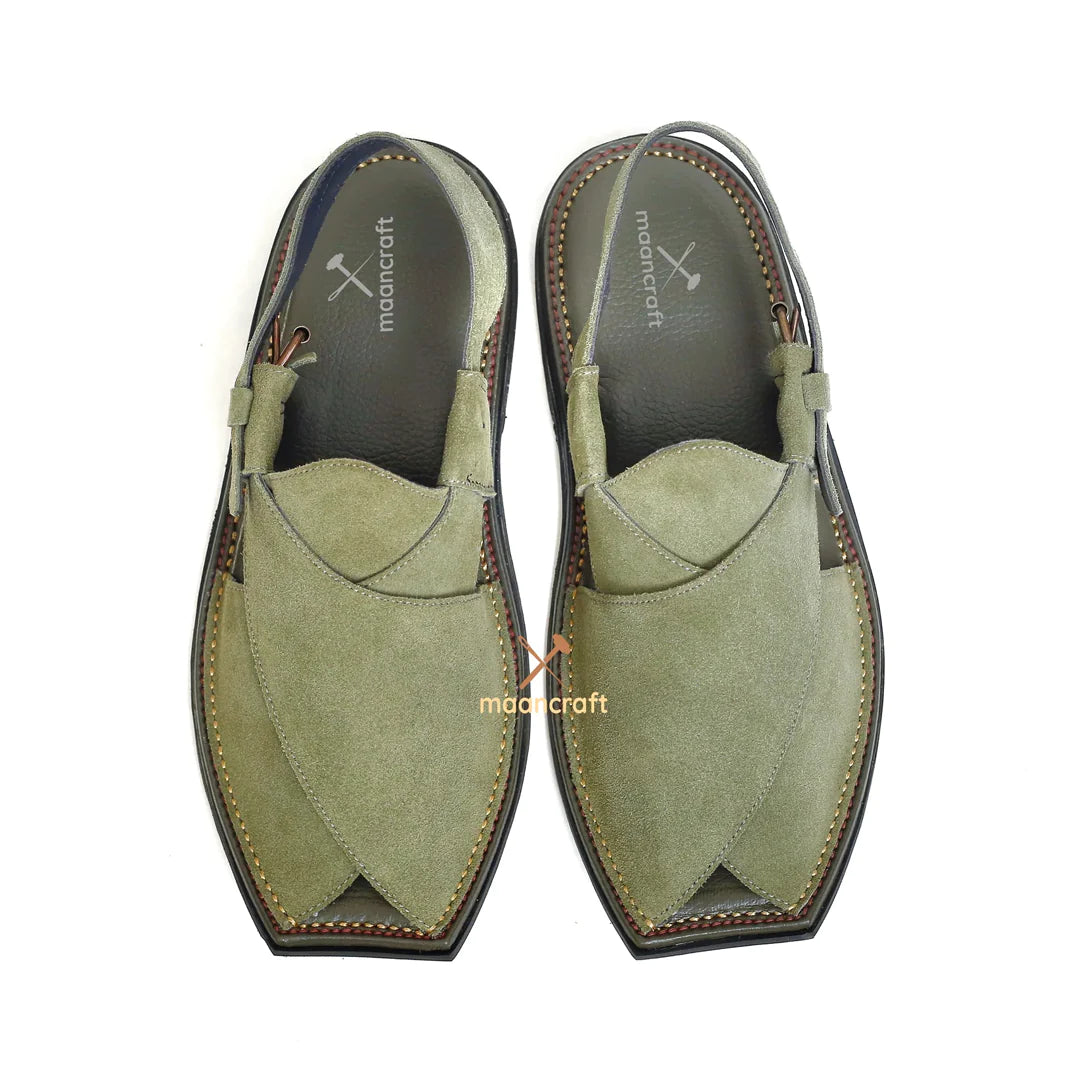 Style and Comfort with MCP Green Suede Peshawari Chappals: Backed by a 5-Year Warranty