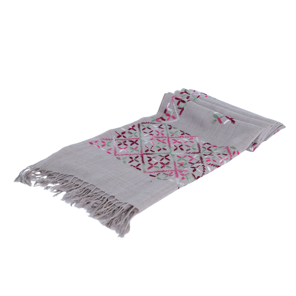 Hand woolen shawl -  Brown theme with multicolor desing