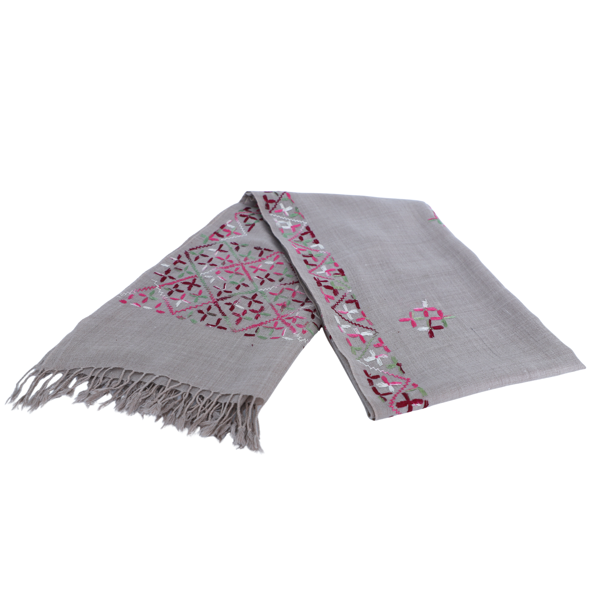 Hand woolen shawl -  Brown theme with multicolor desing