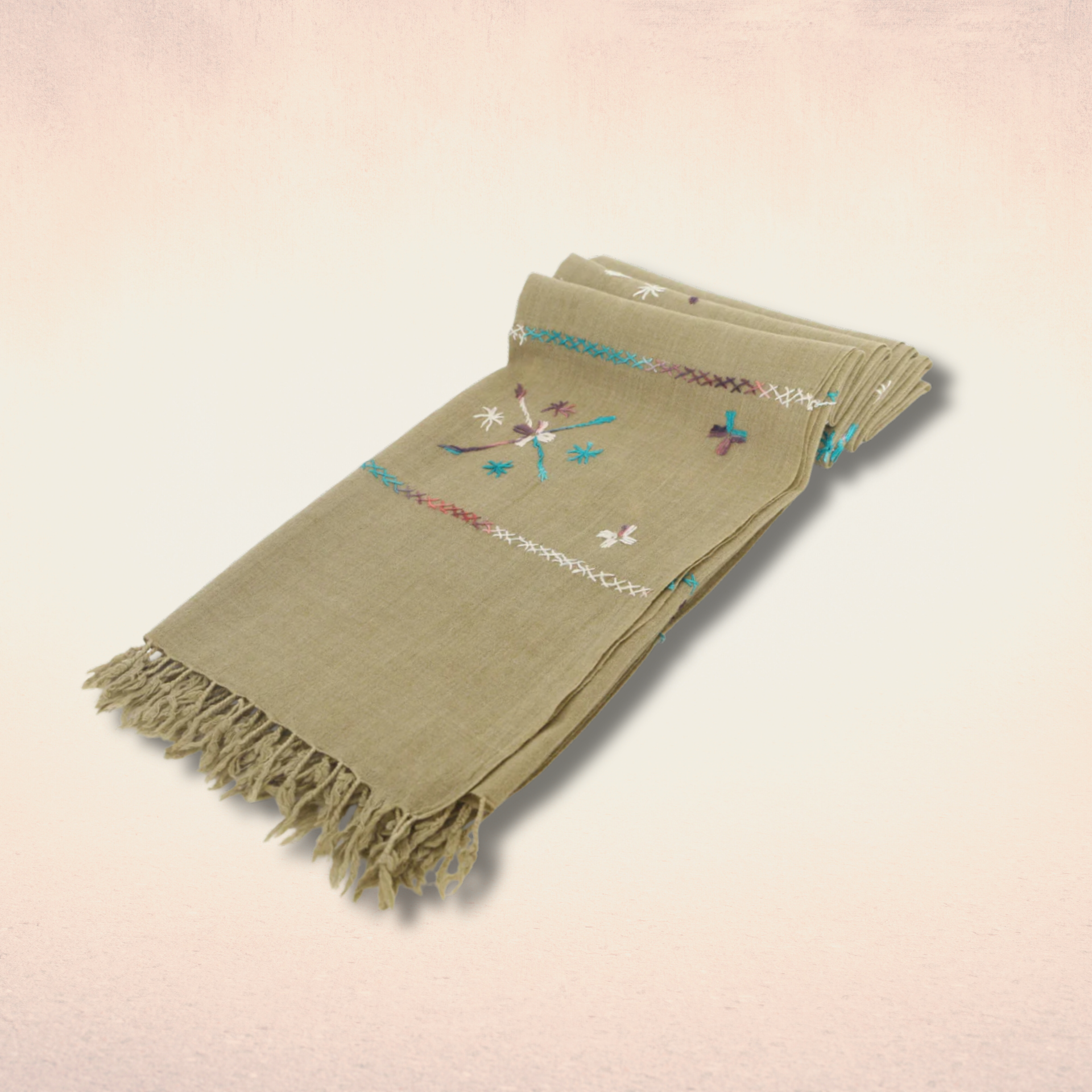 Woolen shawl Pistachio Tree with Hand embroidery